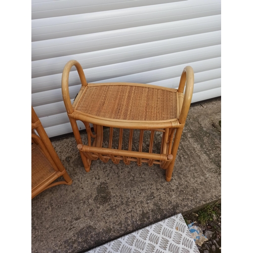 674 - A Bamboo 3 Shelf Unit. 
82cm H x 34cm W 32cm D
A Bamboo Magazine Rack With Table Top.
56cm H x 45cm ... 