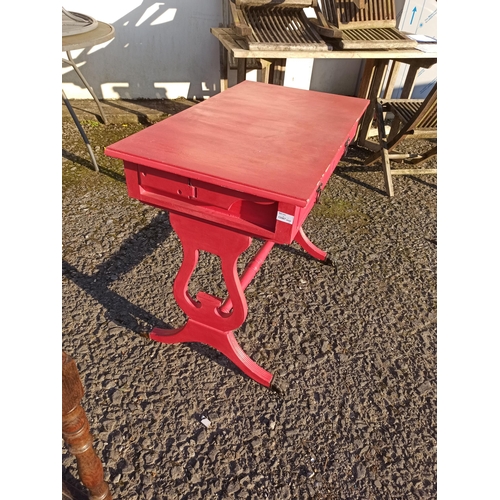 657 - A Pink Painted Dressing Table, On Castor Claw Feet, 2 Drawers On Each Side.
76cm H x 87cm W x 50cm.