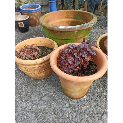 12 - Mixed Terracotta Pots - One Glazed with Lid