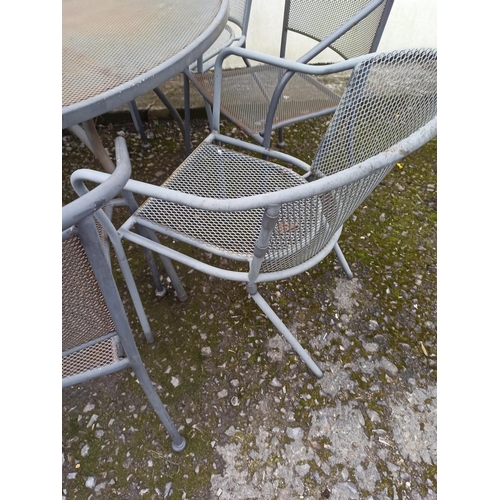 29 - Round Metal Garden Table  72cm H x 120cm Diameter and 8 Matching Chairs