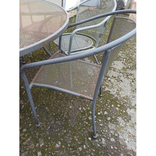 30 - Round Metal Garden Table and 4 x Metal and Rattan Chairs 43cm Diameter , 72cm High