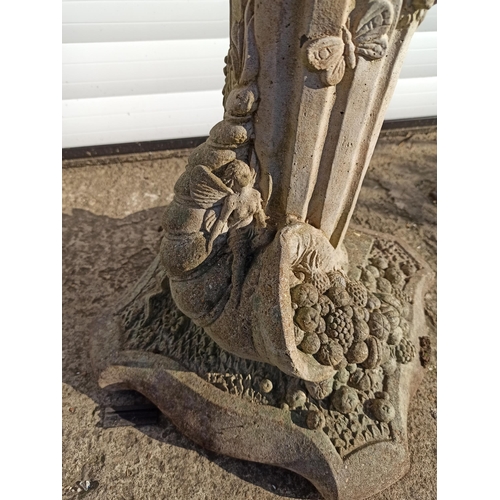 2 - A Boy On A column Garden Ornament With A Summer Theme Base, Has Gnomes, Fairies ,Nuts & Berries. app... 