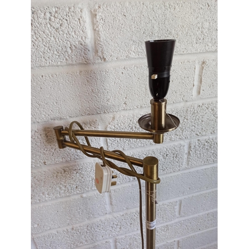 183 - Adjustable Brass Effect Standard Lamp 138cm H