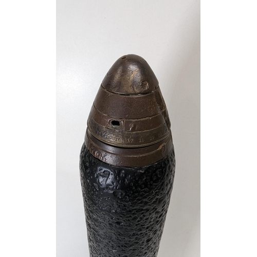 351 - An Inert WWI 18lb Artillery Shell Dated 1914 Measuring 56cm.