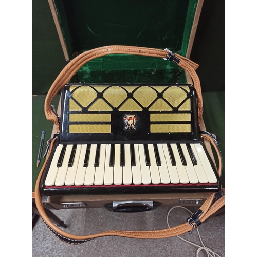 218 - Parrot Accordion In Hard Case. No Visible Damage To Accordion. Inside Of Case Has Wear.