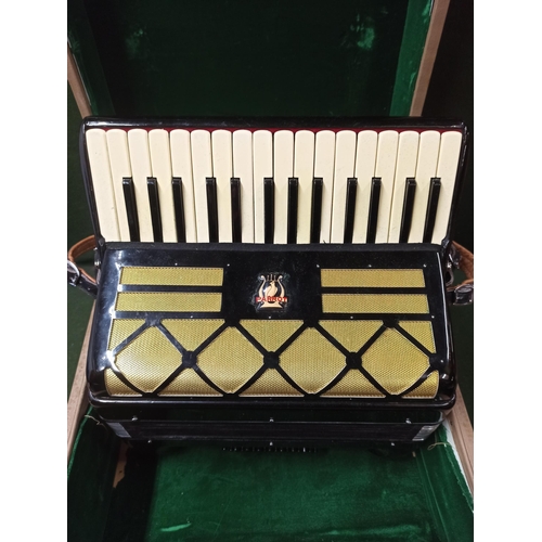 218 - Parrot Accordion In Hard Case. No Visible Damage To Accordion. Inside Of Case Has Wear.