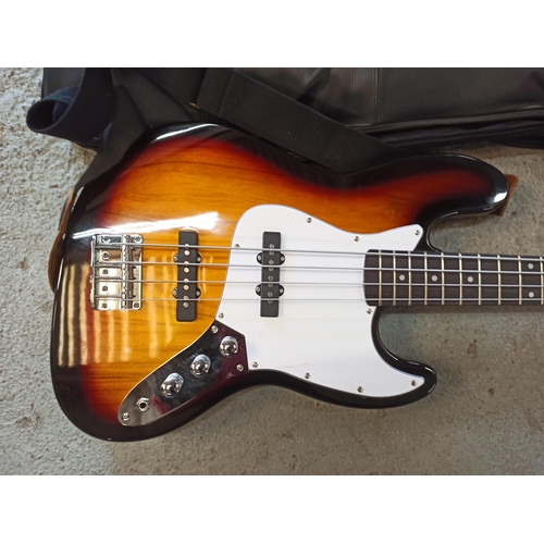 223 - Glarry 4 String Bass Guitar With P&P Strap & Cahaya Padded Case.