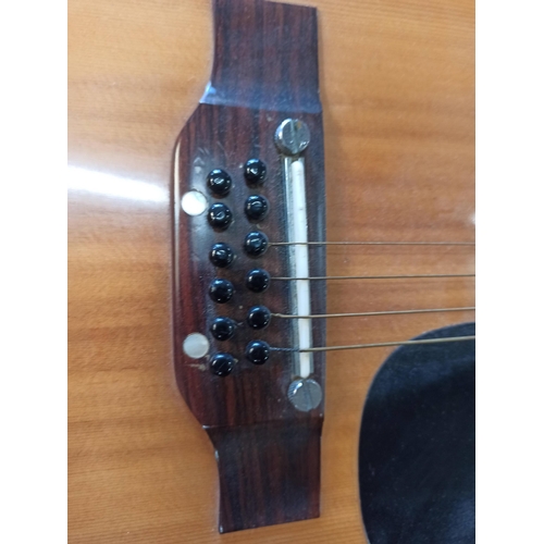 220 - Dallas 12 String Accoustic Guitar In Case (Zip has come unstitched)