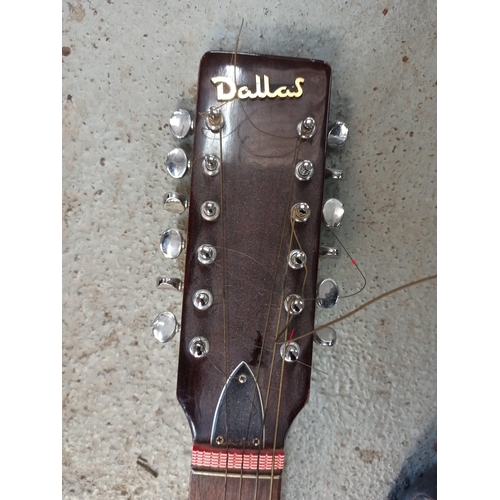 220 - Dallas 12 String Accoustic Guitar In Case (Zip has come unstitched)