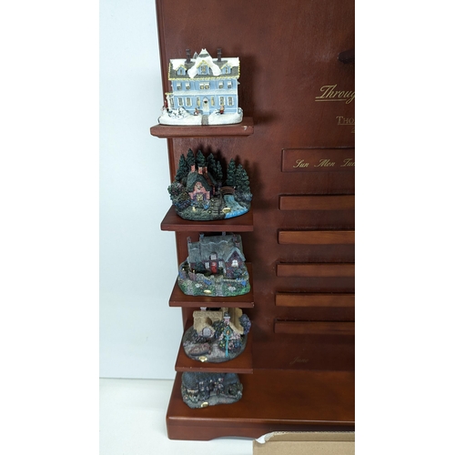 520 - A Thomas Kincaide Hawthorn Village Miniature Cottage Ornament Collection With Calendar Display Stand... 