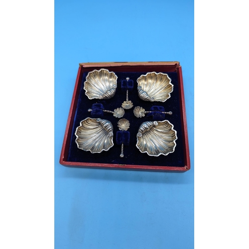 562 - A Set of Four Hallmarked Sterling Silver Shell Sale Cellars 45 grams