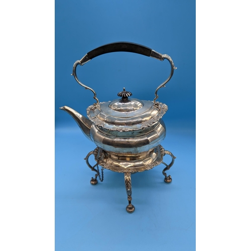 540 - An Antique Hallmarked Sterling Silver Spirit Kettle on Stand. George Nathan & Ridley Hayes of Cheste... 