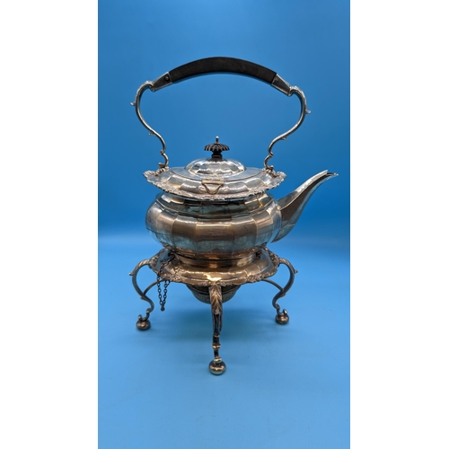 540 - An Antique Hallmarked Sterling Silver Spirit Kettle on Stand. George Nathan & Ridley Hayes of Cheste... 