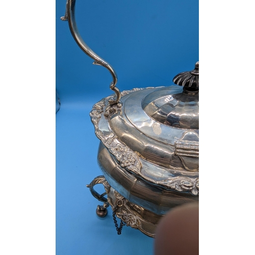 540 - An Antique Hallmarked Sterling Silver Spirit Kettle on Stand. George Nathan & Ridley Hayes of Cheste... 