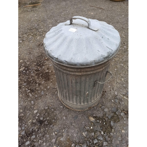 100 - Galvanised Dustbin with Rusty Bottom  41cm D x 60cm H