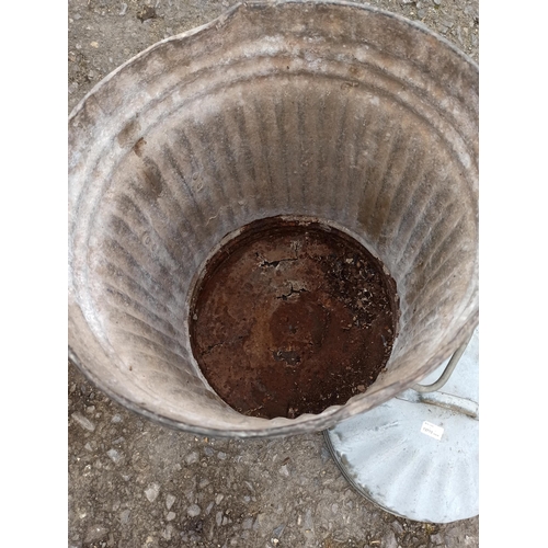 100 - Galvanised Dustbin with Rusty Bottom  41cm D x 60cm H