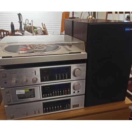 231 - Pioneer Stacking System Including Speakers, Tuner, Amp, Cassette Deck and Turn Table