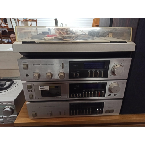 231 - Pioneer Stacking System Including Speakers, Tuner, Amp, Cassette Deck and Turn Table