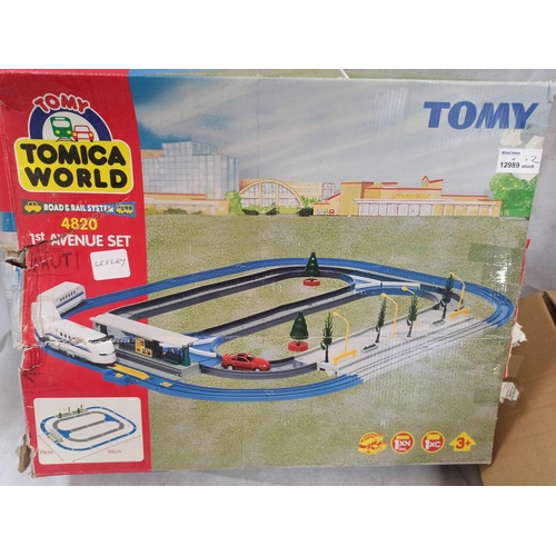 1074 - Tomy Road & Rail Set With Extra Box Of Train Tracks, Road & Much More.