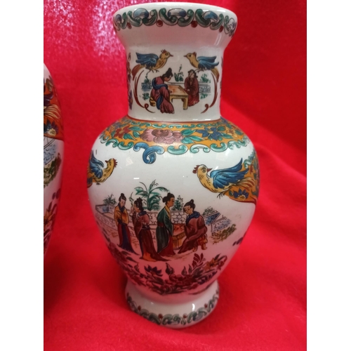 393 - 2 x Hand Painted Chinese Vases 27cm x 23cm