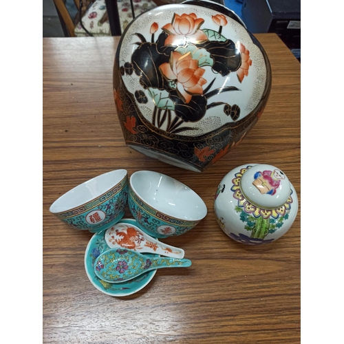 384 - Chinese Pottery Including Large Floral Vase , Ginger Jar and More