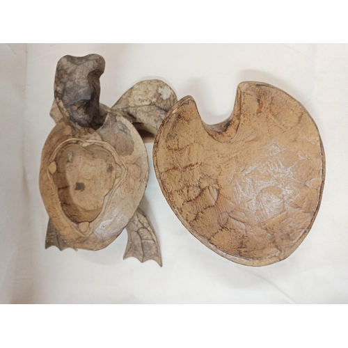 782 - Carved Wooden Turtle Ashtray 25cm L x 17cm W x 12cm H