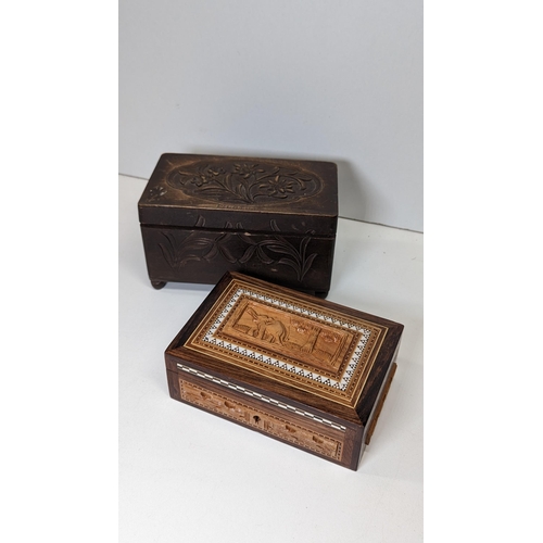 583 - 2 x Carved Wooden Boxes.