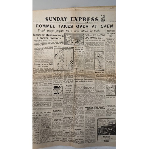 363 - Militaria - 1944 July 2nd WWII Sunday Express Newspaper.