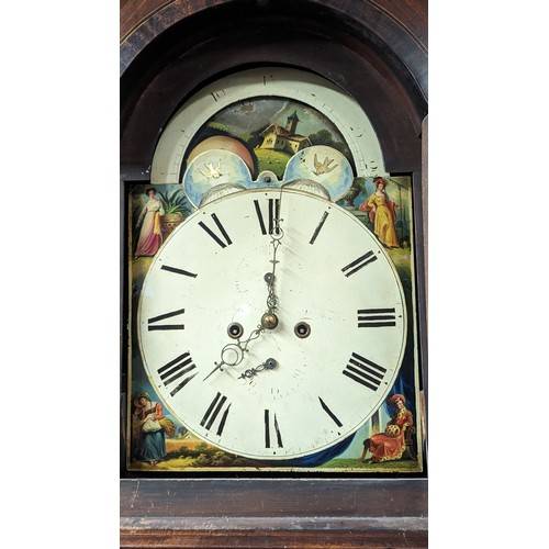 442 - A Victorian Moon Face 8 Day Grandfather Clock, Complete With Stand.