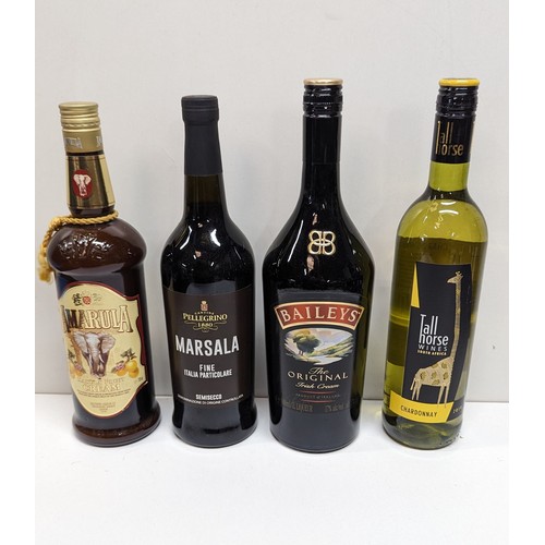 433 - Assorted Bottles of Liquors and Wines inc. 1ltr Baileys, Pellegrino Marsala Wine, Amarula and a Bott... 