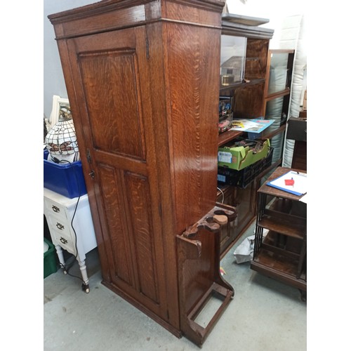 639 - Oak Wardrobe with Umbrella/ Stick Stand - No Tray , Requires some attention to stick stand 182cm H x... 