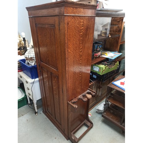 639 - Oak Wardrobe with Umbrella/ Stick Stand - No Tray , Requires some attention to stick stand 182cm H x... 