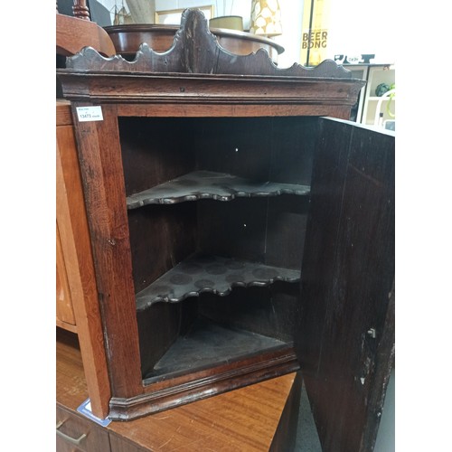 638 - Wall Hanging or Free Standing Antique Corner Cupboard  with 2 x Shelves 88cm  x 58cm x33cm