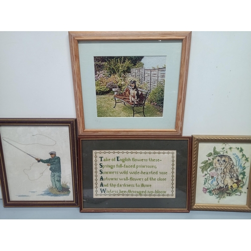 1181 - 4 x Framed Tapestry / Embroideries