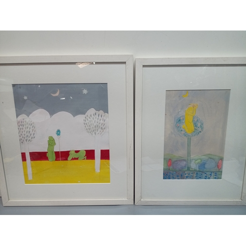 452 - A Pair of Narrative Style Modern Art Pictures by unknown artist - Bodmin Studios