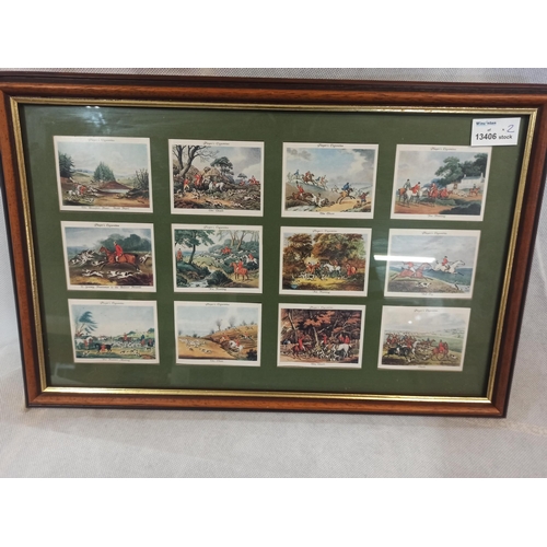 658 - John Player Hunting Scene Cigarette Cards In Double Sided Frame x2