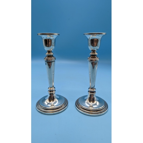 440 - A Pair of Silver Candle Sticks