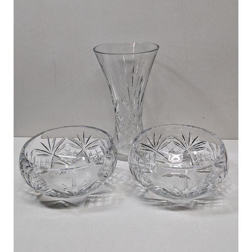 1003 - A Pair Of Royal Doulton Crystal Bowls & Vase.