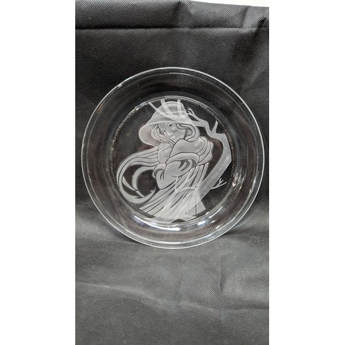 1004 - A Micheal Yates Hand Carved Lead Crystal Plate - Engraved To Rim. 'First Issue Of Yates Country   La... 