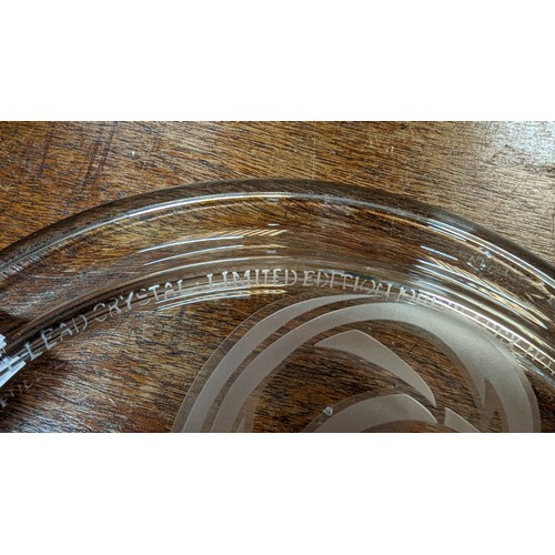 1004 - A Micheal Yates Hand Carved Lead Crystal Plate - Engraved To Rim. 'First Issue Of Yates Country   La... 