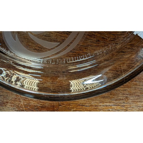 1004 - A Micheal Yates Hand Carved Lead Crystal Plate - Engraved To Rim. 'First Issue Of Yates Country   La... 