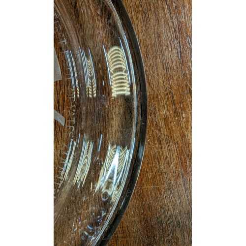 1004 - A Micheal Yates Hand Carved Lead Crystal Plate - Engraved To Rim. 'First Issue Of Yates Country   La... 