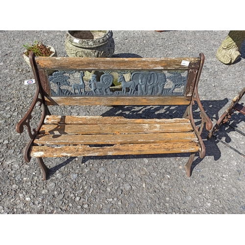 71 - Childs Vintage Cast Metal Garden Rocking Chairs x2 and aGarden Bench