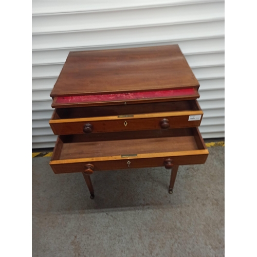 561 - Antique Writing Table With 2 x Drawers (key included) With Inlaid Detailing.
78cm H x 53cm W x 38cm ... 