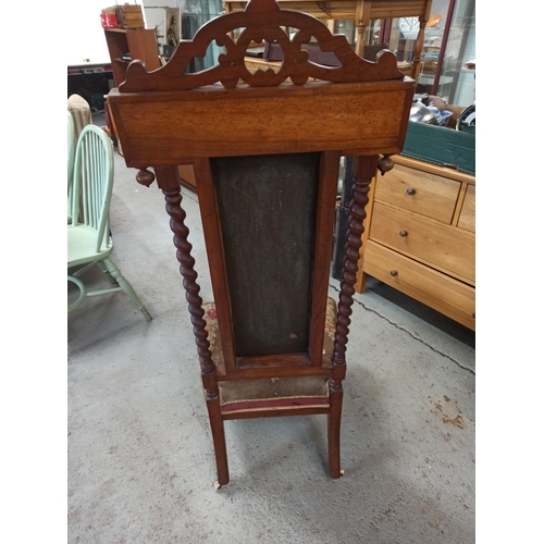 563 - Antique Prayer Chair With Turned & Carved Detailing On Castors.