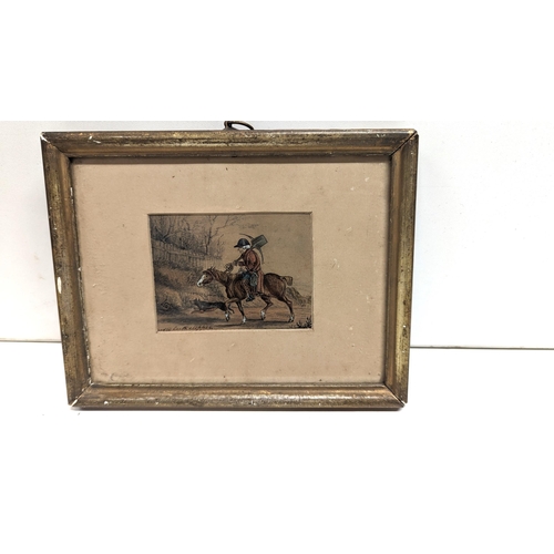 1044 - An Original Antique Miniature Painting - Fox/ Badger 