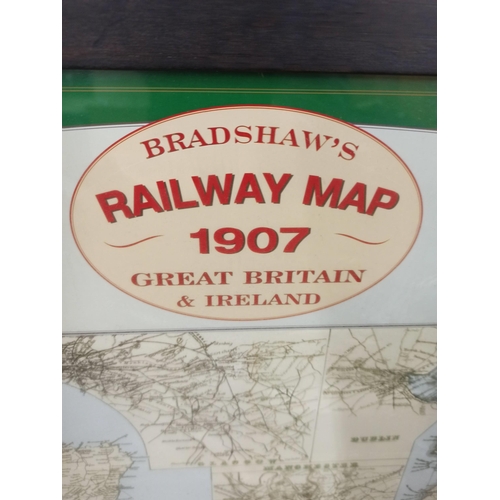 499 - A Framed Bradshaws Railway Map 1907 Of Great Britain And Ireland.
92cm H x 66cm W.