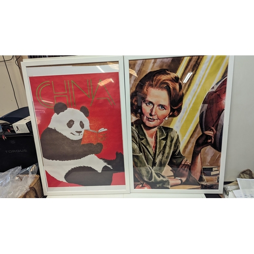 1306 - 2 x Large Framed Prints -  Panda & Thatcher .
95cm x 65cm.