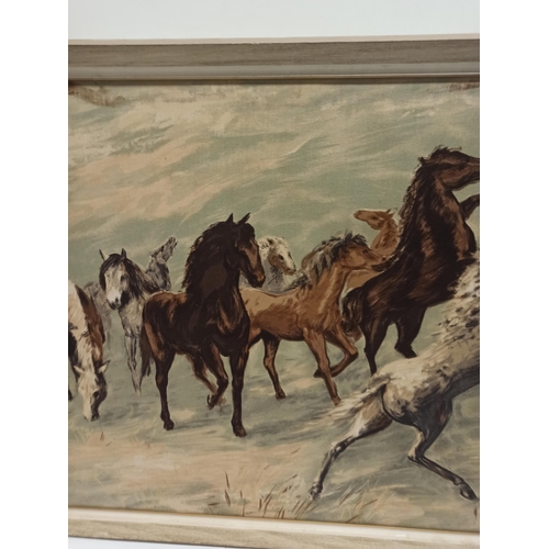 456 - Oil On Board Of Horses.
81cm x 134cm.