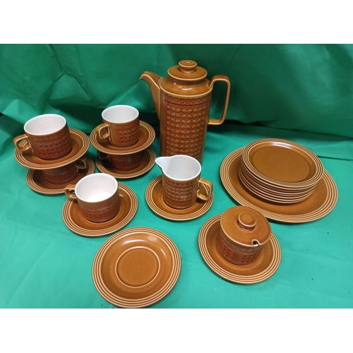 692 - A Hornsea Saffron Coffee Service. 1 x Coffee Pot, 1 x Milk jug, 1 x Sugar Bowl , 1 x cake Plate, 8 S... 